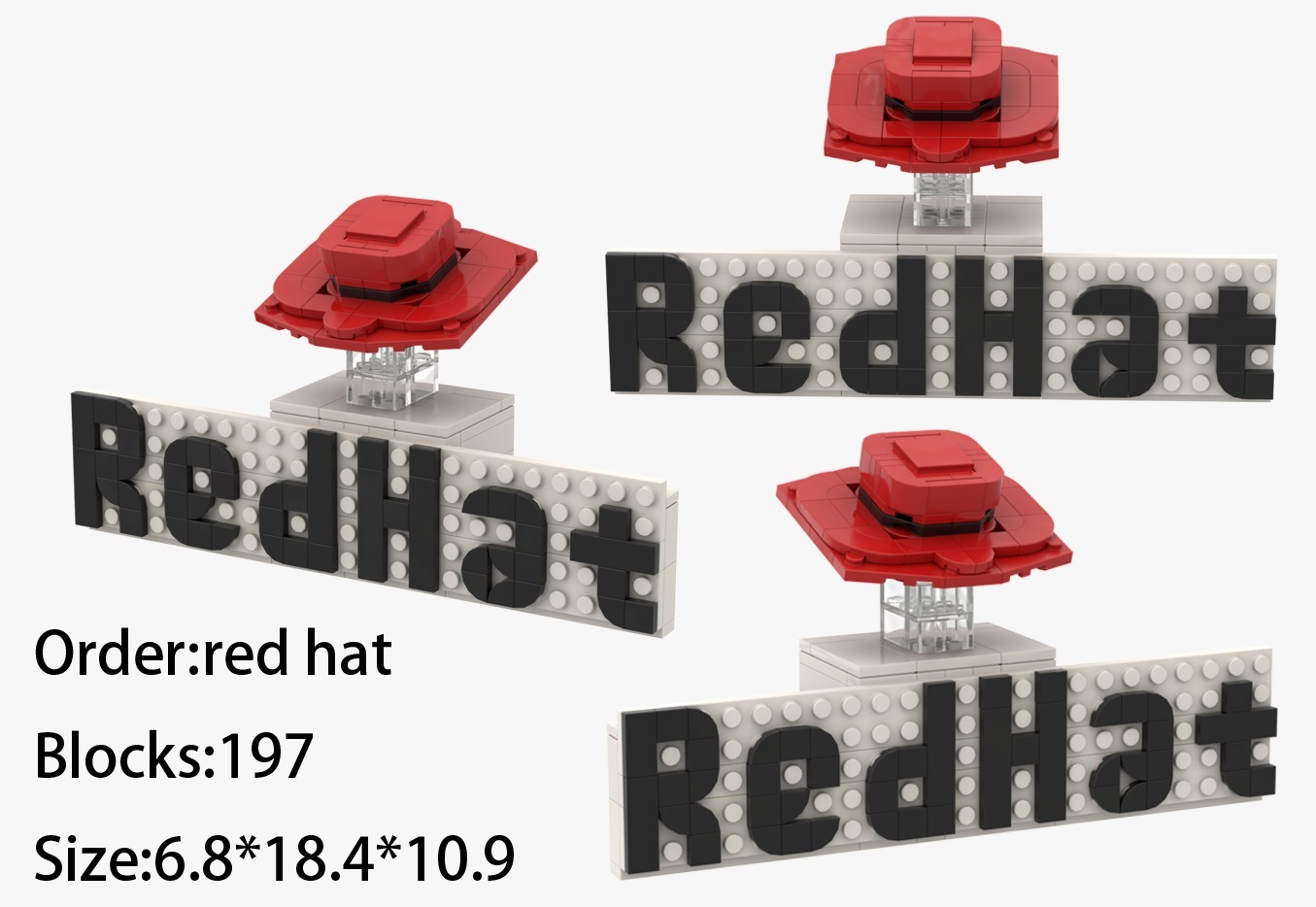 דגם קוביות של הכובע והכיתוב Red Hat